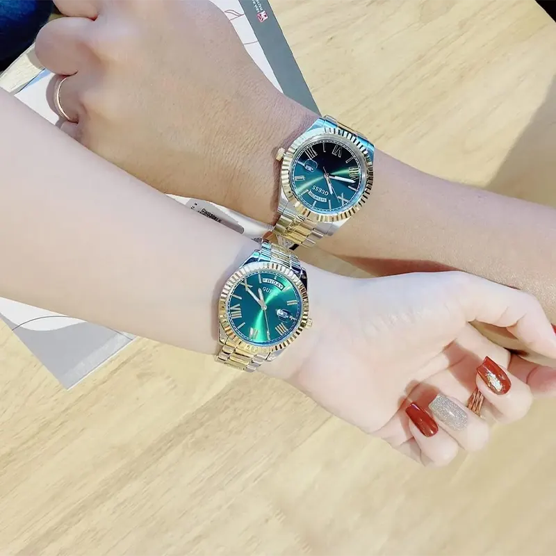 Guess Connoisseur Green Dial Two-tone Couple Watch- GW0265G8/GW0308L5